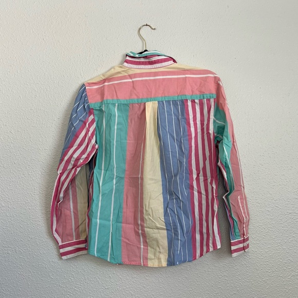 Vintage Talbots 90's Pastel Colorblock Button Down Shirt - Picture 2 of 3